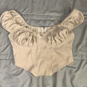 Tan Cream Corset Top